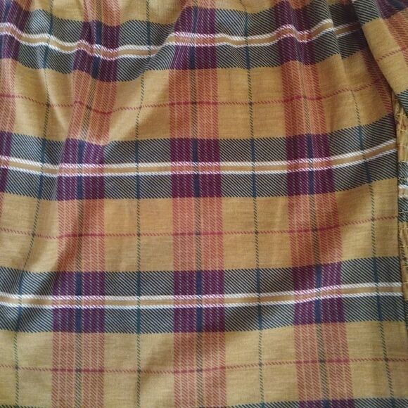 Mustard Plaid Long Sleeve Elasticized Top Small - Picture 6 of 7